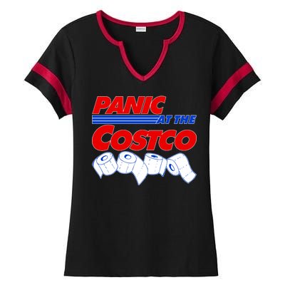 Panic At The Costco Toilet Paper Virus Pandemic Ladies Halftime Notch Neck Tee