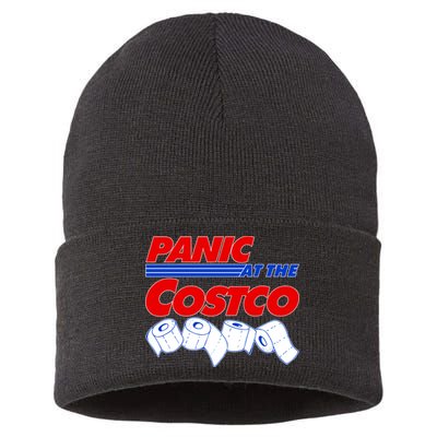 Panic At The Costco Toilet Paper Virus Pandemic Sustainable Knit Beanie