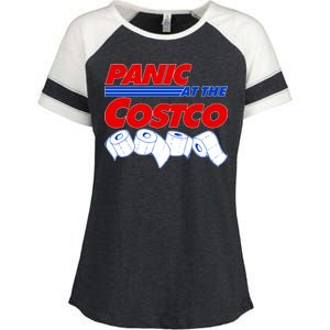 Panic At The Costco Toilet Paper Virus Pandemic Enza Ladies Jersey Colorblock Tee