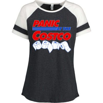 Panic At The Costco Toilet Paper Virus Pandemic Enza Ladies Jersey Colorblock Tee