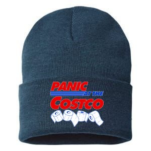 Panic At The Costco Toilet Paper Virus Pandemic Sustainable Knit Beanie