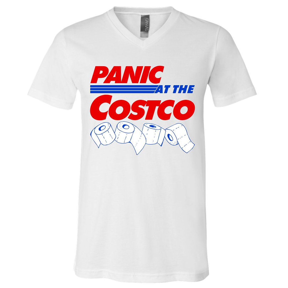 Panic At The Costco Toilet Paper Virus Pandemic V-Neck T-Shirt