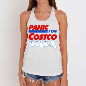 Panic At The Costco Toilet Paper Virus Pandemic Women's Knotted Racerback Tank