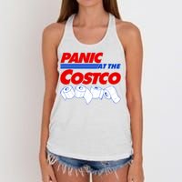 Panic At The Costco Toilet Paper Virus Pandemic Women's Knotted Racerback Tank