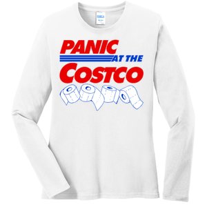 Panic At The Costco Toilet Paper Virus Pandemic Ladies Long Sleeve Shirt