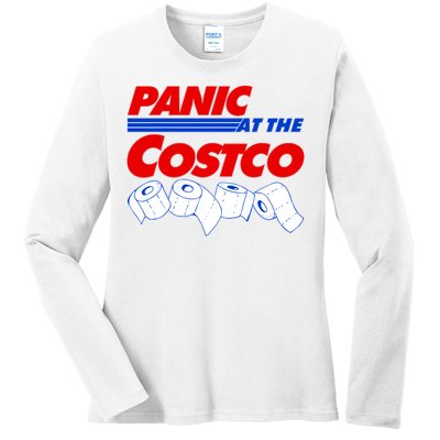 Panic At The Costco Toilet Paper Virus Pandemic Ladies Long Sleeve Shirt