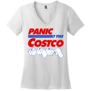 Panic At The Costco Toilet Paper Virus Pandemic Women's V-Neck T-Shirt