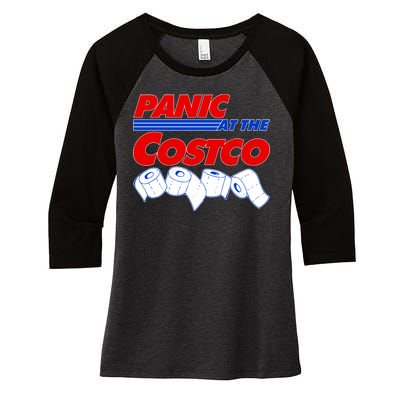 Panic At The Costco Toilet Paper Virus Pandemic Women's Tri-Blend 3/4-Sleeve Raglan Shirt