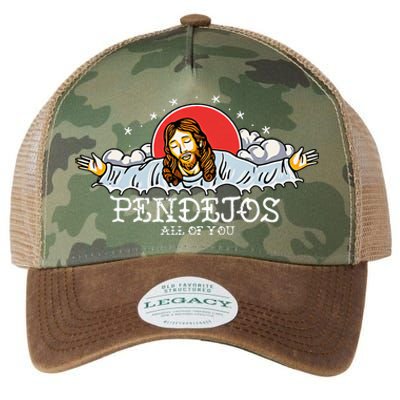 Pendejos All of You Sarcastic Jesus Christian Humor Retro Legacy Tie Dye Trucker Hat