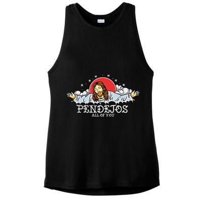 Pendejos All of You Sarcastic Jesus Christian Humor Retro Ladies PosiCharge Tri-Blend Wicking Tank