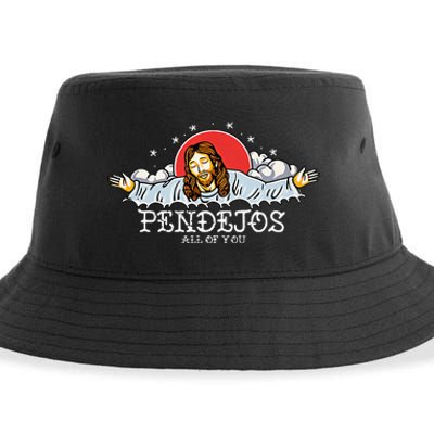 Pendejos All of You Sarcastic Jesus Christian Humor Retro Sustainable Bucket Hat