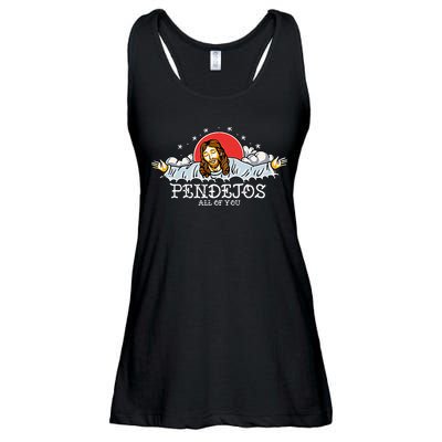 Pendejos All of You Sarcastic Jesus Christian Humor Retro Ladies Essential Flowy Tank