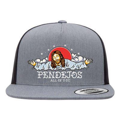 Pendejos All of You Sarcastic Jesus Christian Humor Retro Flat Bill Trucker Hat