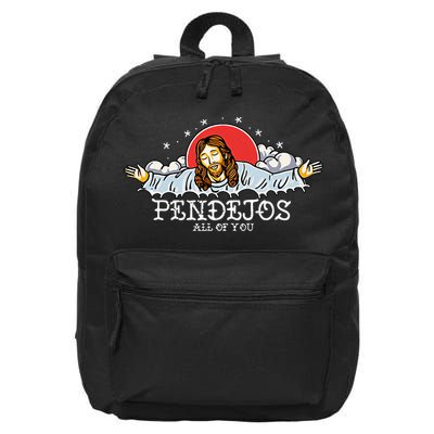 Pendejos All of You Sarcastic Jesus Christian Humor Retro 16 in Basic Backpack