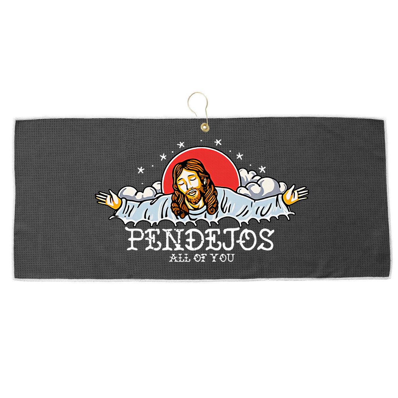 Pendejos All of You Sarcastic Jesus Christian Humor Retro Large Microfiber Waffle Golf Towel