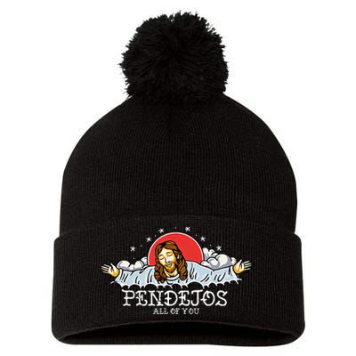 Pendejos All of You Sarcastic Jesus Christian Humor Retro Pom Pom 12in Knit Beanie