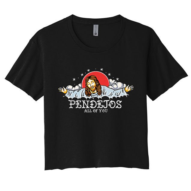 Pendejos All of You Sarcastic Jesus Christian Humor Retro Crop Top