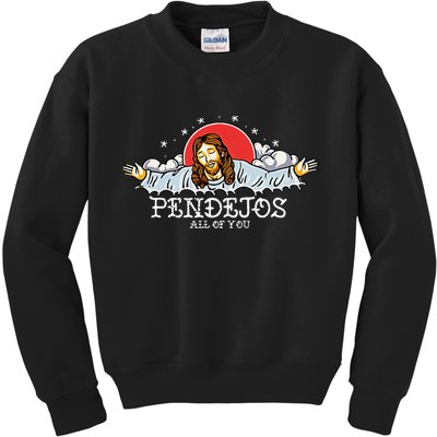 Pendejos All of You Sarcastic Jesus Christian Humor Retro Kids Sweatshirt