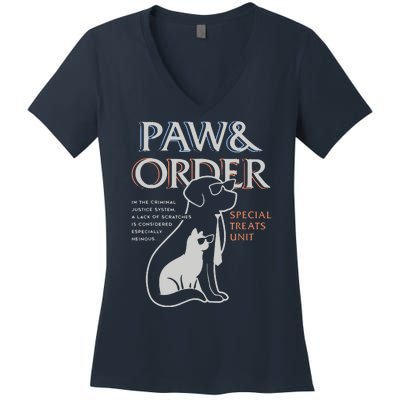 Paw And Order Special Feline Unit Pets Training Dog And Cat Women's V-Neck T-Shirt