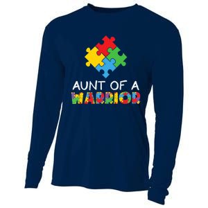 Proud Aunt Of A Warrior Autism Awareness, Wo Auntie Gift Cooling Performance Long Sleeve Crew