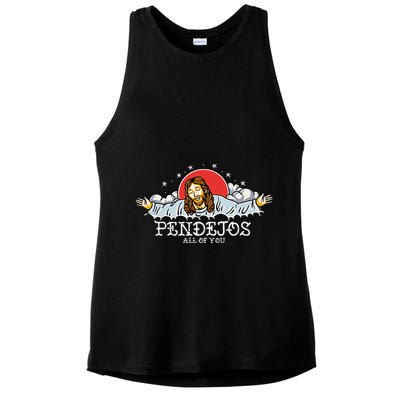 Pendejos All Of You Jesus Sarcastic Humor Ladies PosiCharge Tri-Blend Wicking Tank