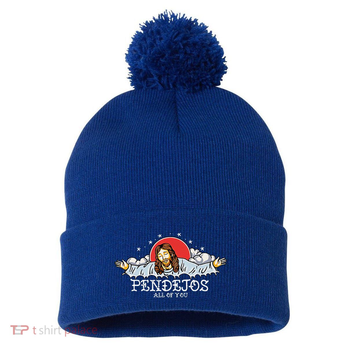 Pendejos All Of You Jesus Sarcastic Humor Pom Pom 12in Knit Beanie