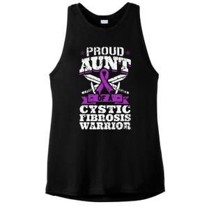 Proud Aunt Of A Cystic Fibrosis Warrior Awareness Ribbon Ladies PosiCharge Tri-Blend Wicking Tank