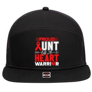 Proud Aunt Of A Heart Warrior Heart Disease Awareness Month Gift 7 Panel Mesh Trucker Snapback Hat