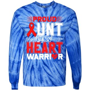 Proud Aunt Of A Heart Warrior Heart Disease Awareness Month Gift Tie-Dye Long Sleeve Shirt