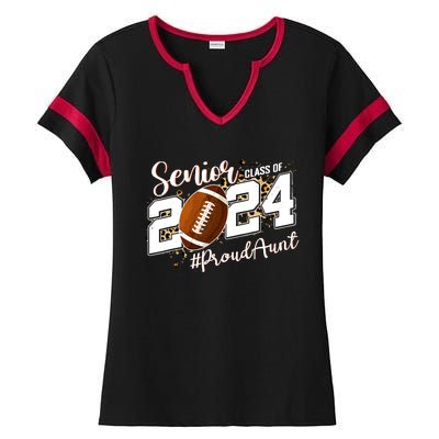 Proud Aunt Of A 2024 Senior Football Graduate Class Of 2024 Ladies Halftime Notch Neck Tee