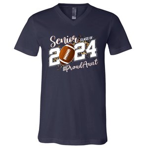 Proud Aunt Of A 2024 Senior Football Graduate Class Of 2024 V-Neck T-Shirt