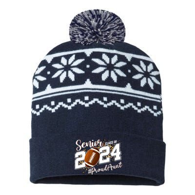 Proud Aunt Of A 2024 Senior Football Graduate Class Of 2024 USA-Made Snowflake Beanie