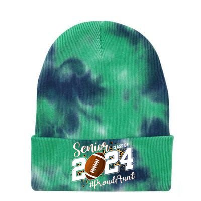 Proud Aunt Of A 2024 Senior Football Graduate Class Of 2024 Tie Dye 12in Knit Beanie