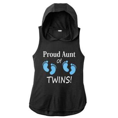 Proud Aunt Of Twin Footprint Design Special Auntie Ladies PosiCharge Tri-Blend Wicking Draft Hoodie Tank