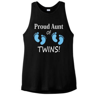 Proud Aunt Of Twin Footprint Design Special Auntie Ladies PosiCharge Tri-Blend Wicking Tank