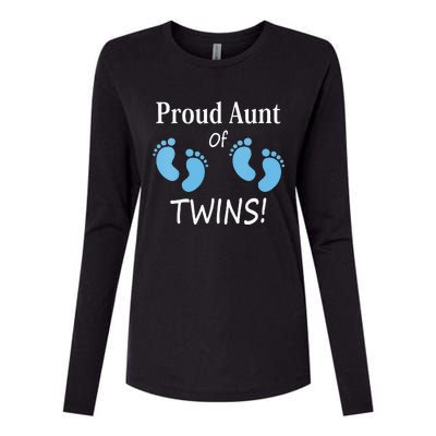 Proud Aunt Of Twin Footprint Design Special Auntie Womens Cotton Relaxed Long Sleeve T-Shirt