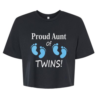 Proud Aunt Of Twin Footprint Design Special Auntie Bella+Canvas Jersey Crop Tee