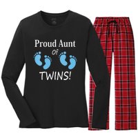 Proud Aunt Of Twin Footprint Design Special Auntie Women's Long Sleeve Flannel Pajama Set 