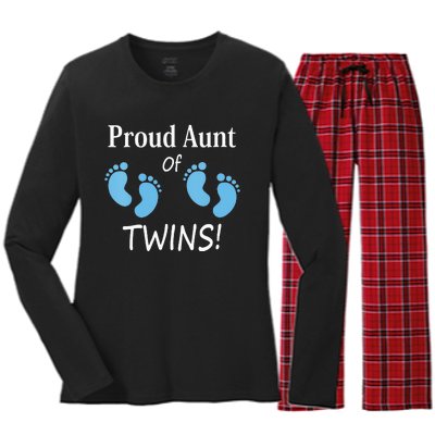 Proud Aunt Of Twin Footprint Design Special Auntie Women's Long Sleeve Flannel Pajama Set 