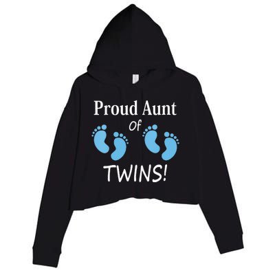 Proud Aunt Of Twin Footprint Design Special Auntie Crop Fleece Hoodie