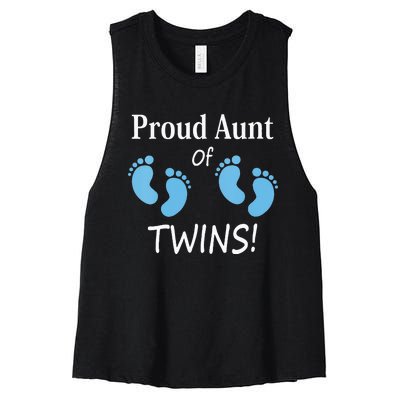 Proud Aunt Of Twin Footprint Design Special Auntie Women's Racerback Cropped Tank