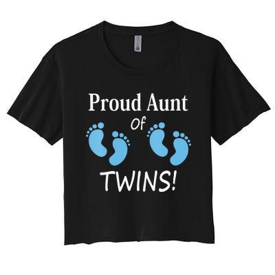 Proud Aunt Of Twin Footprint Design Special Auntie Women's Crop Top Tee