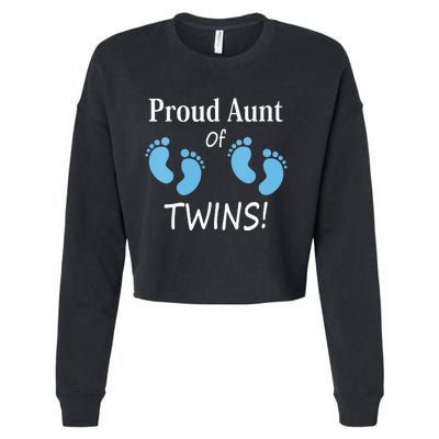 Proud Aunt Of Twin Footprint Design Special Auntie Cropped Pullover Crew