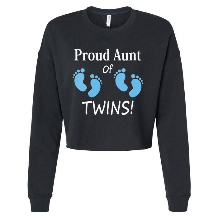 Proud Aunt Of Twin Footprint Design Special Auntie Cropped Pullover Crew