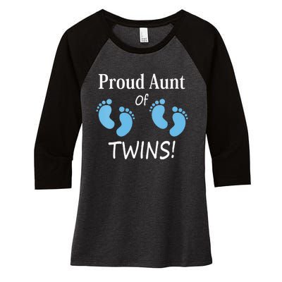 Proud Aunt Of Twin Footprint Design Special Auntie Women's Tri-Blend 3/4-Sleeve Raglan Shirt