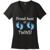 Proud Aunt Of Twin Footprint Design Special Auntie Women's V-Neck T-Shirt