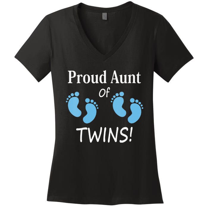 Proud Aunt Of Twin Footprint Design Special Auntie Women's V-Neck T-Shirt