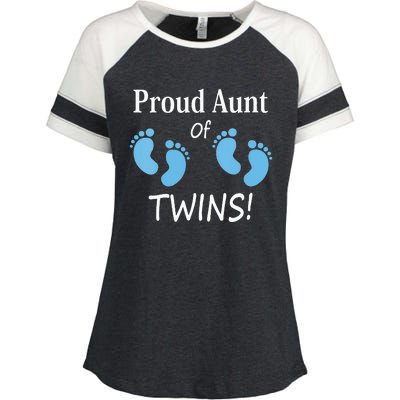 Proud Aunt Of Twin Footprint Design Special Auntie Enza Ladies Jersey Colorblock Tee