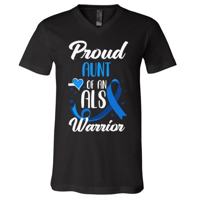 Proud Aunt Of An ALS Warrior Niece Nephew ALS Awareness V-Neck T-Shirt