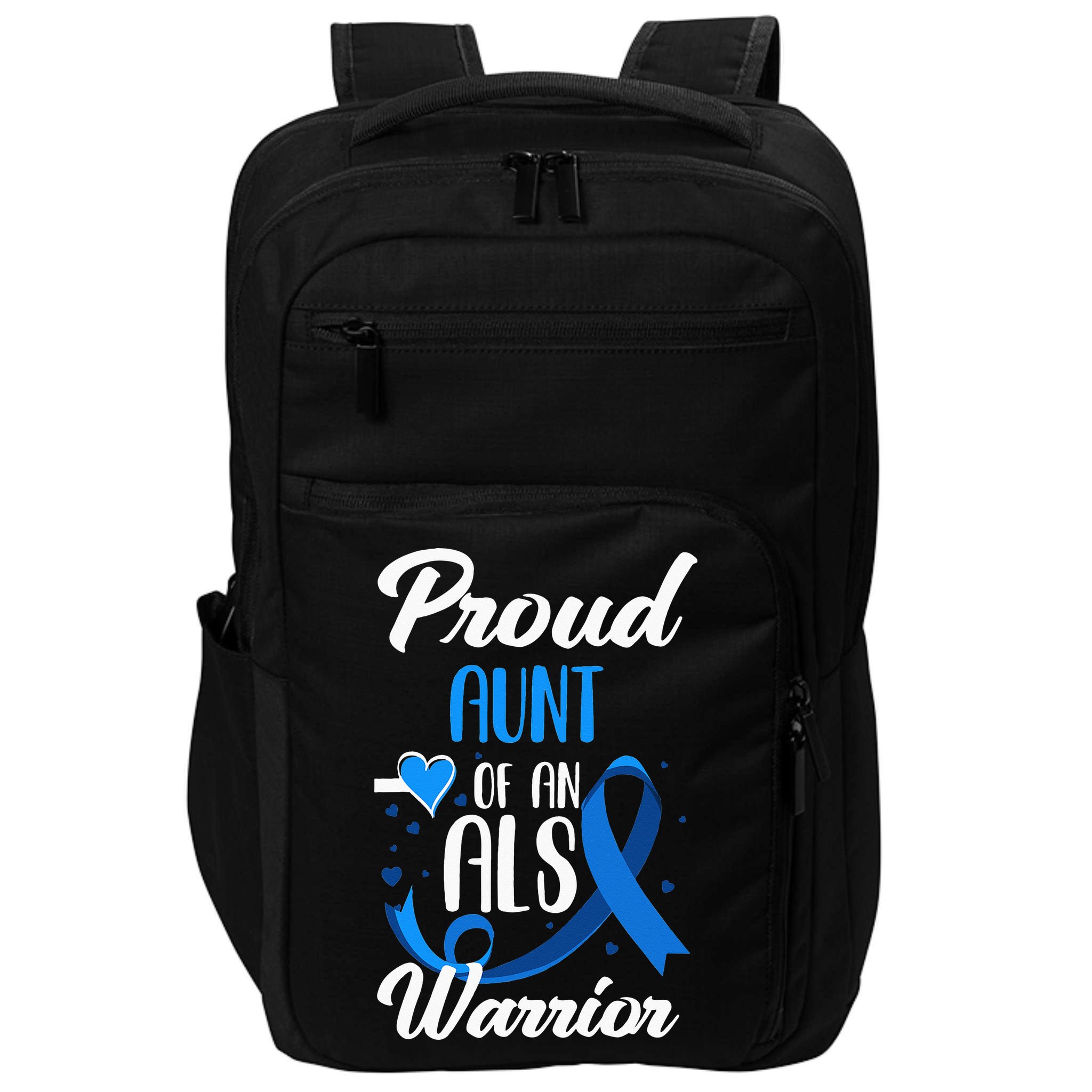 Proud Aunt Of An ALS Warrior Niece Nephew ALS Awareness Impact Tech Backpack